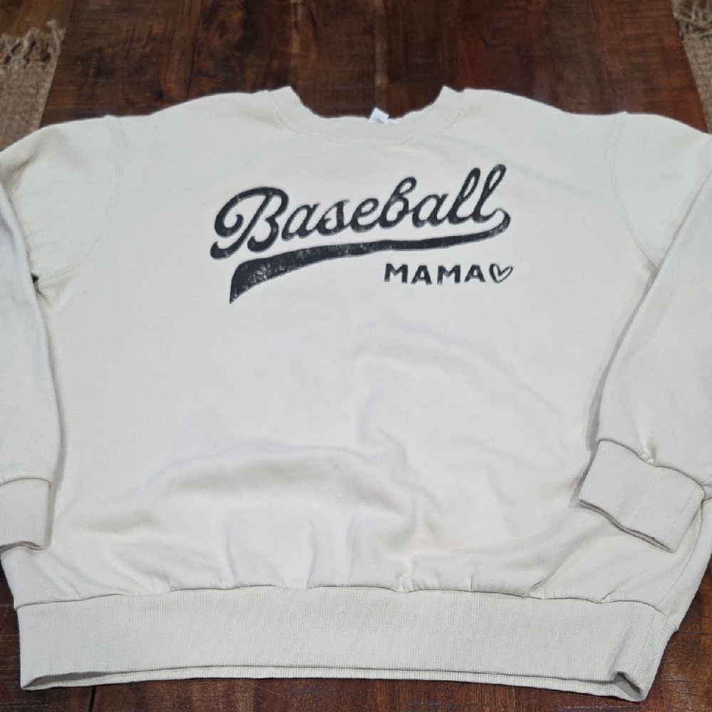Baseball Mama Cream Sweatshirt Size Large